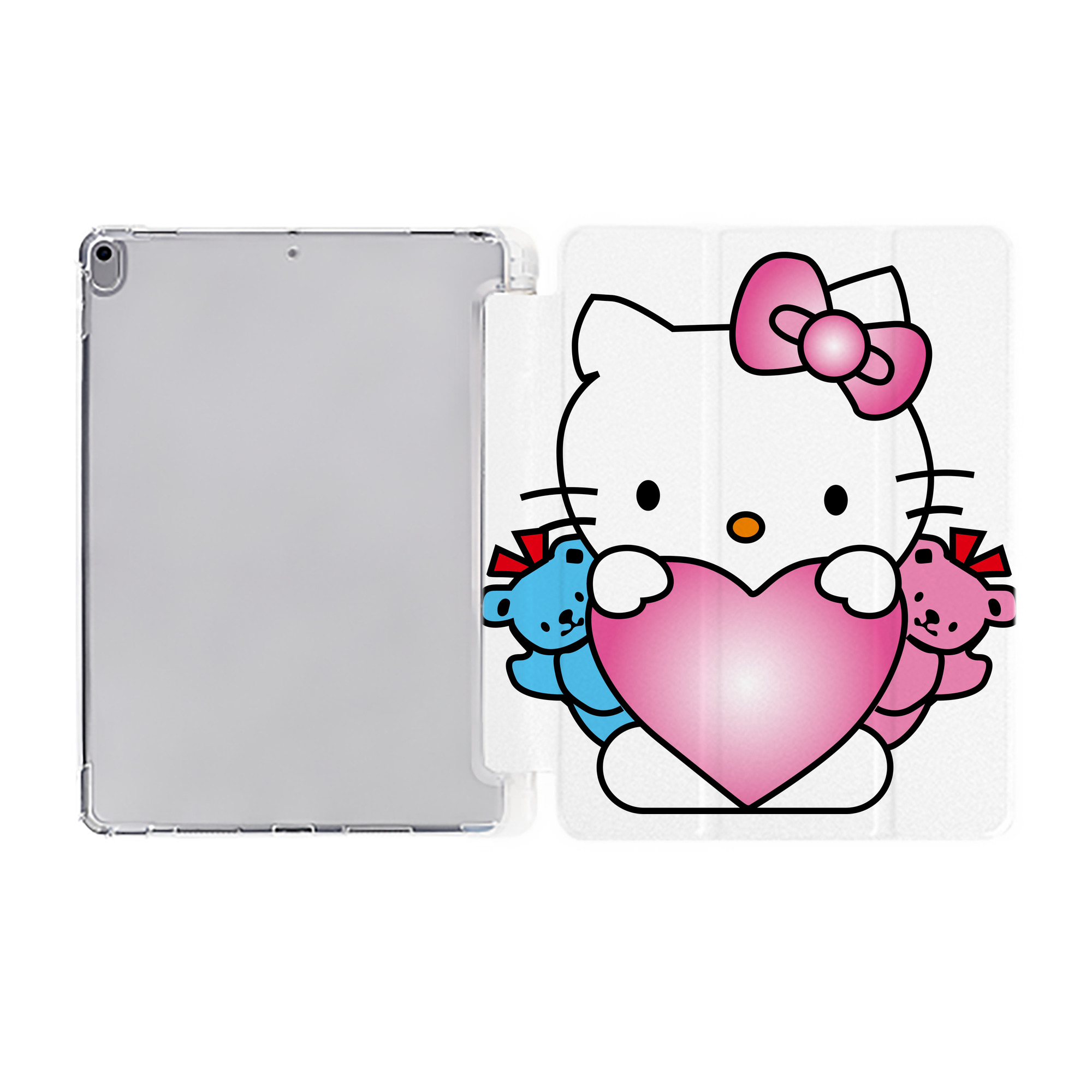 （画像用） Hello Kitty ハローキティ IPad ケース ペン収納付き 三つ折りスタンド PUレザー×シリコン 対応機種9.5/10.5/10.9インチ